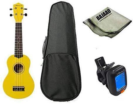 Vault UK-003 Soprano Colourful Ukulele With Gig Bag, Polishing Cloth And Tuner (Yellow Bundle)