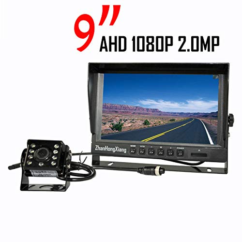 Upgraded Vehicle Backup Rear View Car Truck Camera and Monitor System,IP69 Waterproof Night Vision HD1080P Rear Camera + 9
