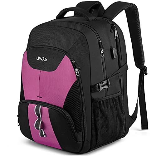 LIWAG Extra Groß Rucksack Damen 50L Wasserdicht 17 Zoll Laptoptasche Arbeit Laptop Rucksack mit USB Ladeanschluss Anti Diebstahl Business Reisen Schul