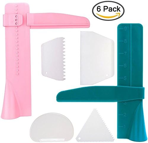 Adjustable Cake Scraper, 6 Pack Cake Edge Smoother Polisher Fondant Cream Spatula Scrapers for DIY Christmas Baking Wedding Birthday Cake Mold