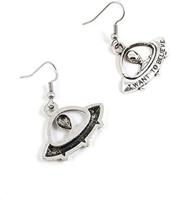 1 Pairs Jewelry Making Antique Silver Tone Earring Supplies Hooks Findings Charms U5BN7 Alien UFO ET