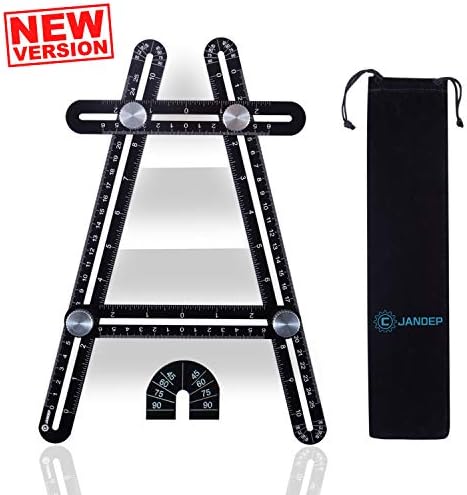 Universal Angler Ruler Multi Angle Measurement Tool Standard Scale Layout Tools Full Metal Angle Template Tool(Black)
