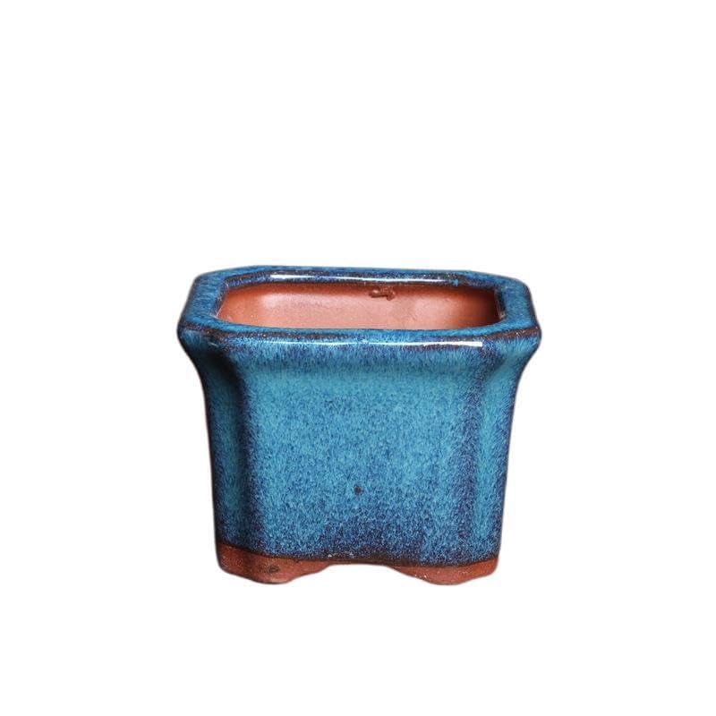 Wensmy 2pcs Glaze Bonsai Pots Ceramic Modern Glaze Succulent Planter Pot with Drainage Hole Vintage Bonsai Mini Glazed Pots Cactus Flower Container Bowl Garden Decoration (7.1x5.2cm)