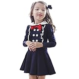 Shouhengda Kid Girls Tops Pullover Long Sleeve Dress Preppy Style Outwear Coat (110(3-4Years), Navy)