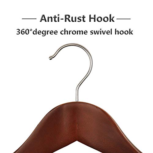 meqution Coat Hanger 8-Pack, Wood Hangers Trouser Hangers Extra Wide Shoulder Wooden Hangers for Heavy Coat, Sweater, Skirt, Suit, Pants, Retro Finish (Retro Finish)