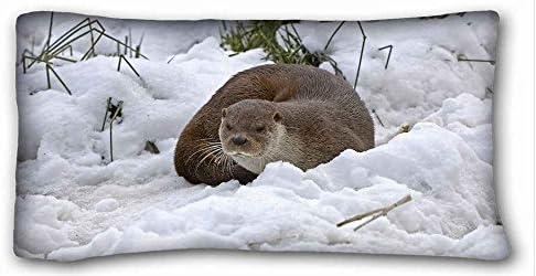 Custom Cotton &amp; Polyester Soft ( Animals Eurasian river otter river otter poreshnya ) Zippered Body Pillow Case Cover Size 20"X36" suitable for Full-bed PC-White-16937