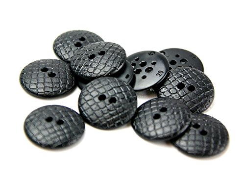 Dill Round Snakeskin Texture Buttons Black - per button