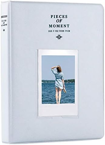 Blummy 128 Pockets 2x3 inch Photo Album for Fujifilm Instax Mini 9 8 8+ 70 7s 90 25 26 50s, Pringo P231, Instax SP-1 SP-2, Polaroid Snap, Snap Touch, Z2300 & HP Sprocket Film (Smokey White)
