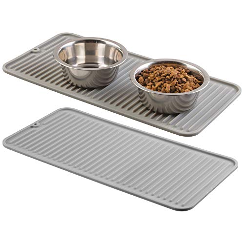 mDesign Premium Quality Pet Food and Water Bowl Feeding Mat 
