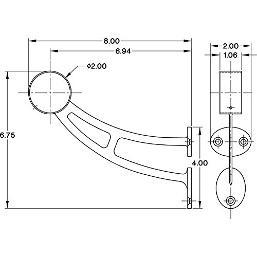 Bar Mount Foot Rail Bracket - Polished Brass - 2