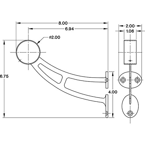 Bar Mount Foot Rail Bracket - Polished Brass - 2