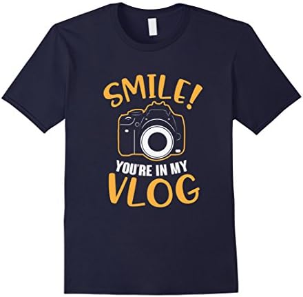 Mens Smile You're In My Vlog Vlogger Funny Camera T-Shirt Medium Navy