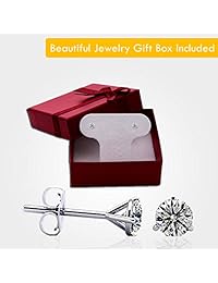 Pendientes de tuerca de diamante redondos de oro blanco de 14 quilates con certificado AGS G-H, I2-I3.