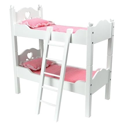 Amazon.com: 80 Inch Doll Furniture, Bunk Bed in White Cutout Design ...