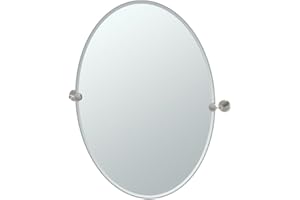 Gatco 4299LG Latitude II Rectangle Mirror,, Satin Nickel, 32 Inch, Frameless Oval