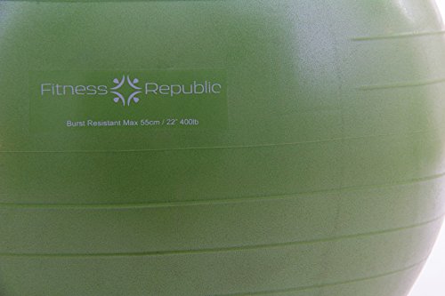 Fitness Republic 55cm Stability Ball Green with Pump (Exercise Ball / Gym Ball)