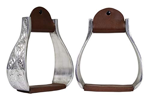 Tahoe Tack Engraved Heavyweight Adult Western Bell Show Stirrups
