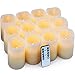 Hausware Flameless Candles LED Candles Set of 12 (D:3" X H:4") Battery Operated Candles Flickering Bulb Pillar Ivory Real Wax Electric Candles with Remote and Timer, Ivory, 3"x4" Set of 12 primary