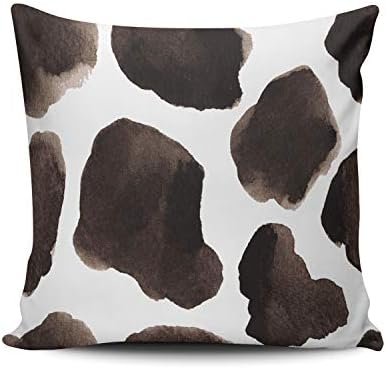 SALLEING Custom Fashion Home Decor Pillowcase Watercolor Cowhide Dark Brown Square Throw Pillow Cover Cushion Case 20x20 Inches Double Sided Print