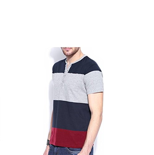 urbano fashion men's navy blue, grey, maroon henley neck half sleeve t-shirt