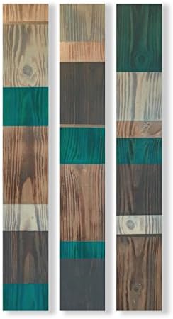 Modern Farmhouse Wood Wall Hanging, Teal, Robin Egg Blue, Grey & Silver, Rustic 3 Panel Wood Wall Art