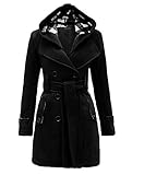 Women's Military Button Hooded Fleece Belted Jacket