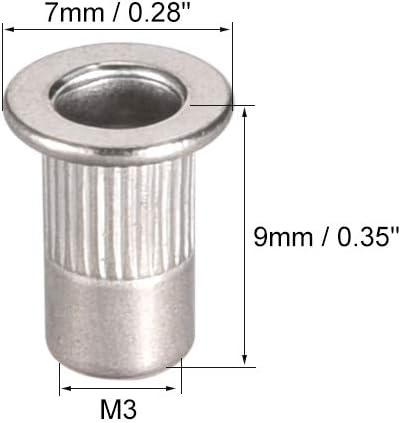sourcing map M3 304 Stainless Steel Rivet Nuts Flat Head Insert 20 Pcs - Image 4