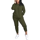 HBQ Two Piece Outfits For Women Casual Long Sleeve Sweatsuits Jogger Tracksuits Lounge Sets With Pockets