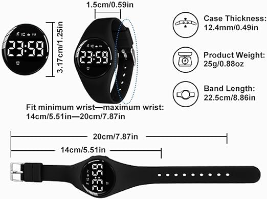 YOOJ® Kids Digital Watch for Boys and Girls, Rechargeable Sports Watch with Fitness Tracker, Pedometer, Alarm Clocks, Stopwatch, No App Needed & Waterproof Watch, Gift for Kids, Ages 5-15