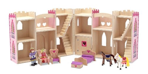 Melissa & Doug Fold and Go Wooden Princess Castle With Royal