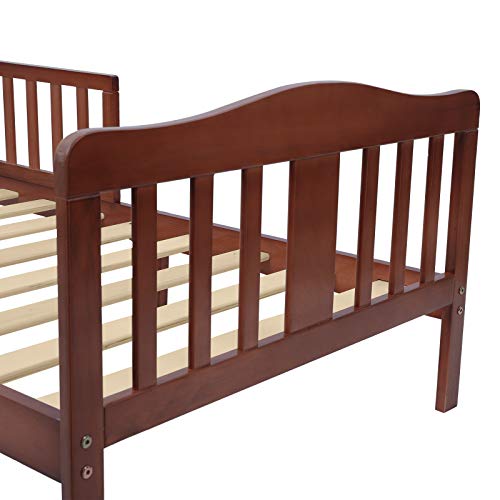 Bonnlo Toddler Bed with Guard Rail for Kids Children (Dark Cherry) Pricepulse