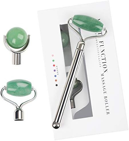 Jade Roller, Flawless Contour Vibrating Facial Roller & Massager, Facial Body Eyes Neck Massager Tool Reduce Wrinkles Aging - Original Natural Jade Stone