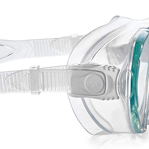 SEAC Frameless Snorkel Set for Men and Women | Comfortable Adjustable, Frameless Mask Made from Clear Tempered Glass | Dry Snorkel with Bottom Purge Valve | Snorkeling and Freediving Gear - Clear