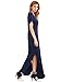 Verdusa Women's Casual V Neck Side Split Beach Long Maxi Dress Navy L