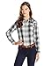 Wrangler Women's Western Long Sleeve Snap Shirt, Black Plaid, Medium