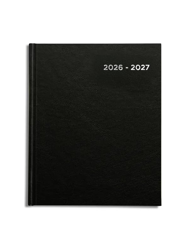 Academic Diary 2026-2027 A5 page a day by Pirongs | Mid year Diary 2026-2027 | A5+ Diary, Casebound - Black