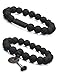 FIBO STEEL 10Pcs Wood Beaded Bracelet for Men Women Buddhist Beads Elastic