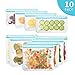Wattne [10 Pack] Reusable Sandwich & Snacks Bags, Reusable Ziplock Storage Bags Freezer Safe, Extra Thick PEVA Material BPA/Plastic Free Bags for Lunch, Snacks, Toiletries, Make-up,Blue