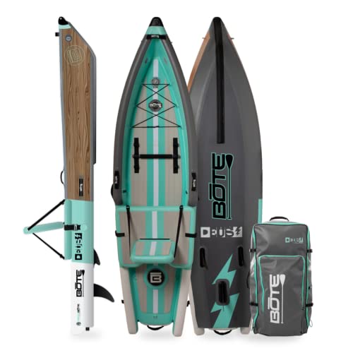 BOTE Deus Aero Inflatable Kayak & Stand Up Paddle Board with Accessories Pump, Fin, Travel Bag