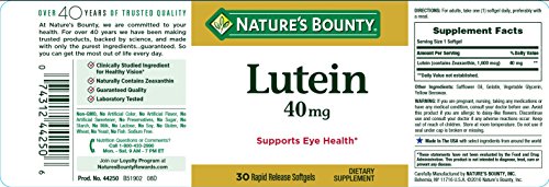 image for Nature's Bounty Lutein Pills, Eye Health Supplements and Vitamins, Sup