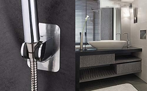 Clarmonde Adjustable Bathroom Shower Head Bracket Wall Mount Mounted Holder ABS Chrome (Bracket 03), 100*75*70mm - Image 5