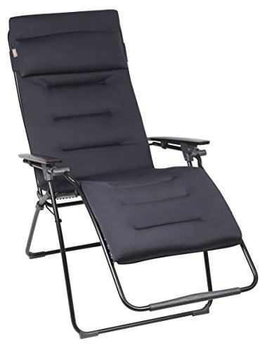 Lafuma Futura XL Air Comfort â€“ Padded Zero Gravity Recliner - Ergonomic Outdoor Lounge Chair â€“ Black Steel Frame with Acier Air Comfort Fabric