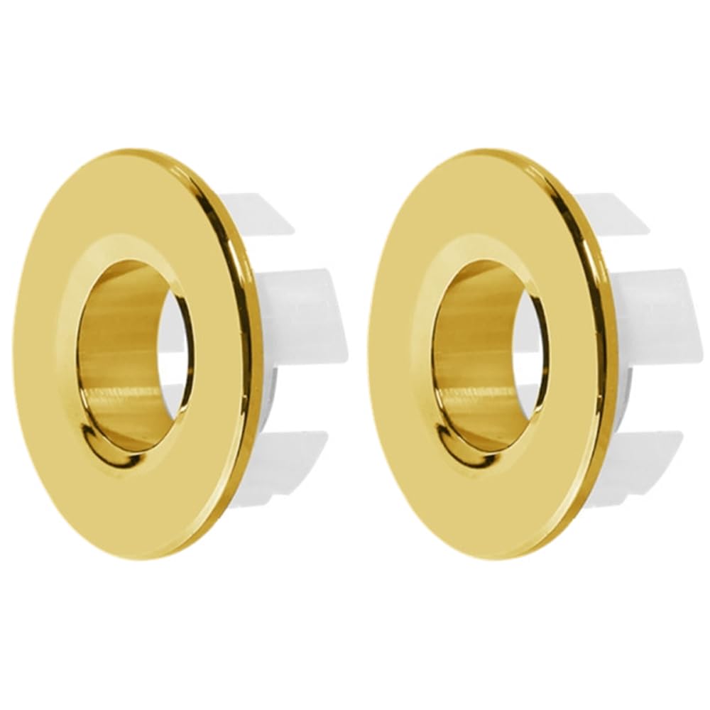 2 PCS Sink Overflow Cover Round Basin Overflow Trim Gold Bath Overflow Ring Sink Hole Cover for Bathtub Kitchen Sink