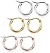 Jstyle 3 Pairs Stainless Steel Hoop Earrings Set for Women Mens Black Silver Gold Small Hoop Earring, Lightweight Click-Top Hoops Piercing 10-20MM