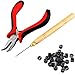 CCbeauty Professional Microlinks Hair Extension Tool Pliers Hook Needle With 500PCS 5mm Micro Silicone Rings Beads