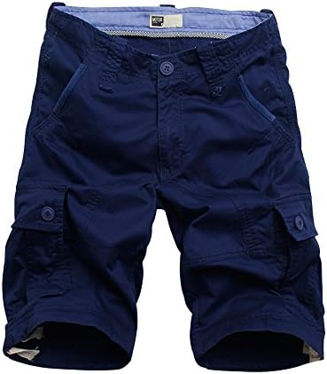 Hestore Men's Cargo Shorts for Summer Loose-fit Dark Blue Size W36
