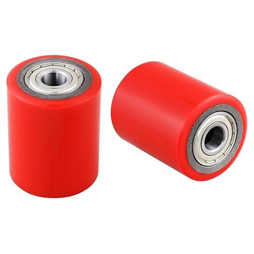 A Pair of Pallet Jack/Truck Wheels 74.5 x 93mm ( 3 x 3.75" ) with Pre-Installed Bearings, 20mm ID PU Tread - Includes Axles and Pins by JackCraft