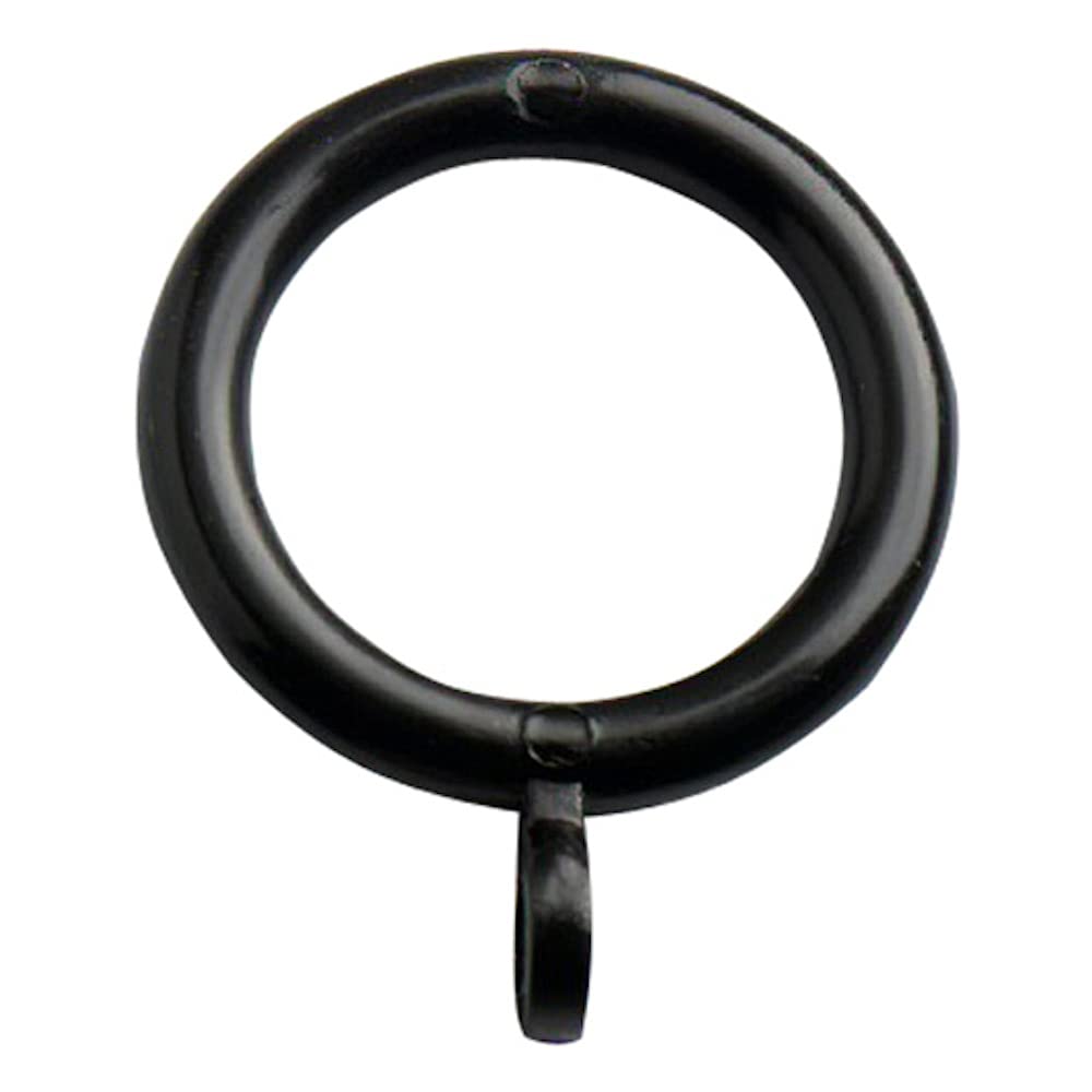 Merriway BH04508 (24 Pcs) Plastic Curtain Pole Rod Drapery Rings with Fixed Eye, Inner Diameter 25mm (1 inch) and Outer Diameter 33mm (1.1/4 inch) Black - Pack of 24 Pieces