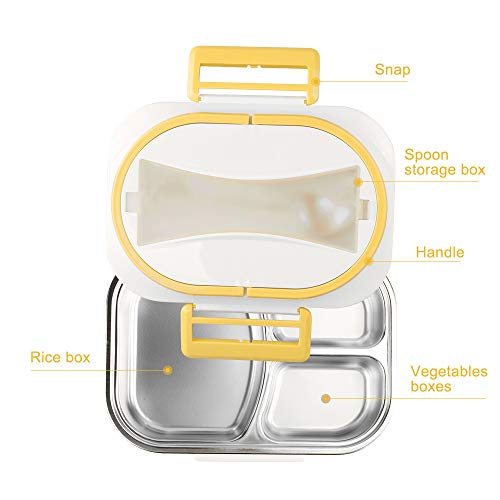 LOHOME Electric Heating Lunch Box Car Home Office Use Food Warmer Portable Bento Meal Heater with Stainless Steel Container 110V and 12V Dual Use (Yellow)