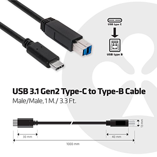 Club3D CAC-1524 USB 3.1 Gen2 10Gbps Type-C to Type-B Cable Male